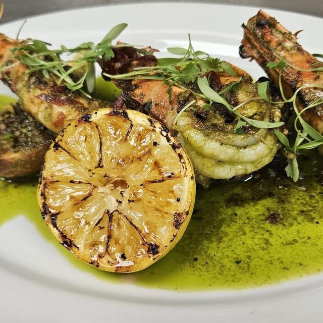 Grilled Shrimp with Salsa Verde.